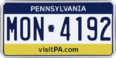 PA license plate MON4192