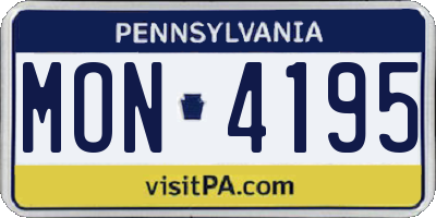 PA license plate MON4195
