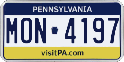 PA license plate MON4197