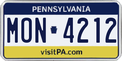 PA license plate MON4212