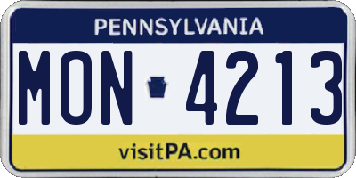 PA license plate MON4213