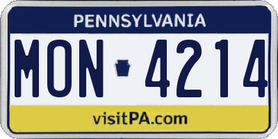 PA license plate MON4214