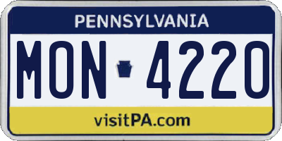 PA license plate MON4220