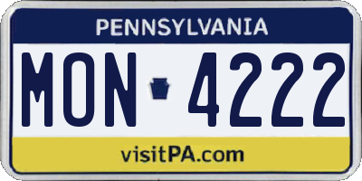 PA license plate MON4222