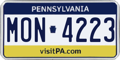 PA license plate MON4223