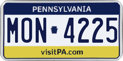 PA license plate MON4225