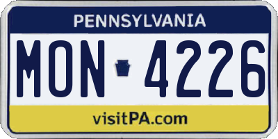 PA license plate MON4226