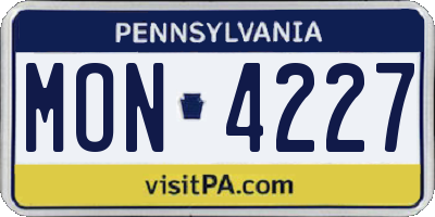 PA license plate MON4227