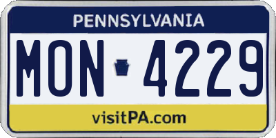 PA license plate MON4229