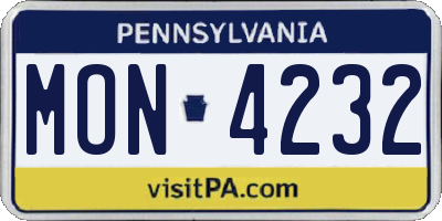PA license plate MON4232