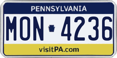PA license plate MON4236