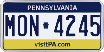 PA license plate MON4245