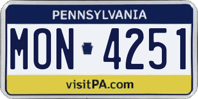 PA license plate MON4251