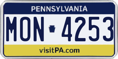 PA license plate MON4253