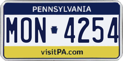 PA license plate MON4254
