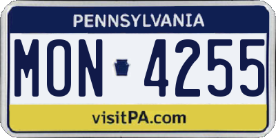 PA license plate MON4255