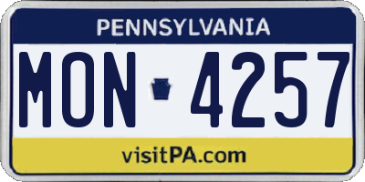 PA license plate MON4257