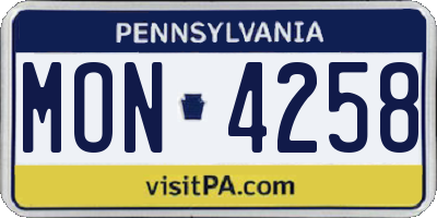 PA license plate MON4258
