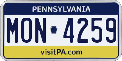 PA license plate MON4259