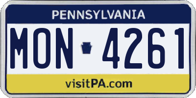 PA license plate MON4261