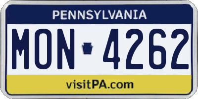 PA license plate MON4262