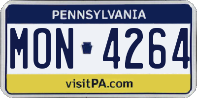 PA license plate MON4264