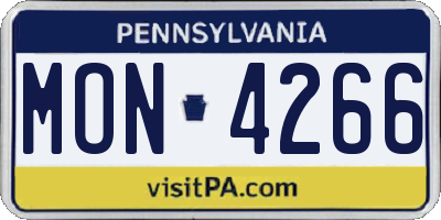 PA license plate MON4266