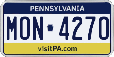 PA license plate MON4270