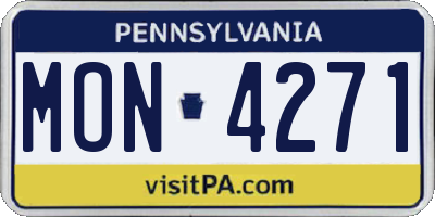 PA license plate MON4271