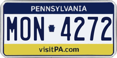 PA license plate MON4272