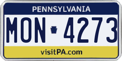 PA license plate MON4273