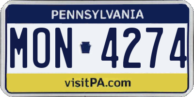 PA license plate MON4274