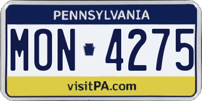 PA license plate MON4275