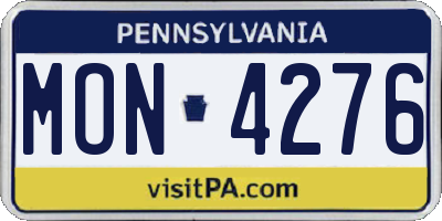 PA license plate MON4276