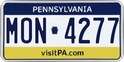 PA license plate MON4277