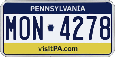 PA license plate MON4278