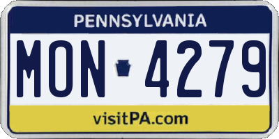 PA license plate MON4279