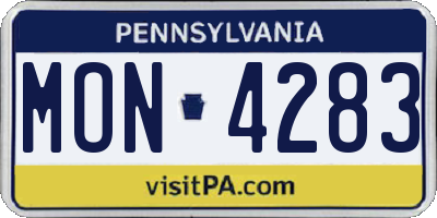 PA license plate MON4283