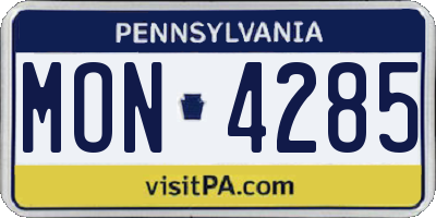 PA license plate MON4285