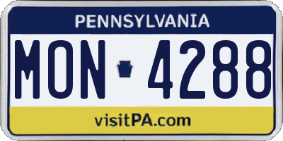 PA license plate MON4288