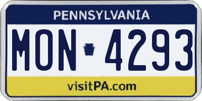 PA license plate MON4293