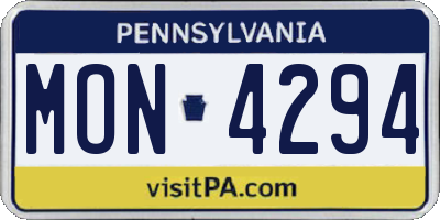 PA license plate MON4294