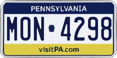 PA license plate MON4298