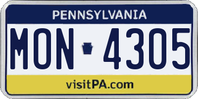 PA license plate MON4305