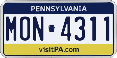 PA license plate MON4311