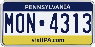 PA license plate MON4313