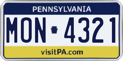 PA license plate MON4321