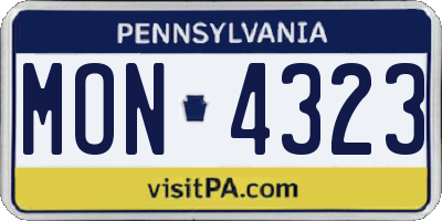 PA license plate MON4323