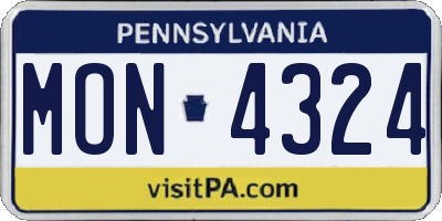 PA license plate MON4324