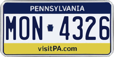 PA license plate MON4326